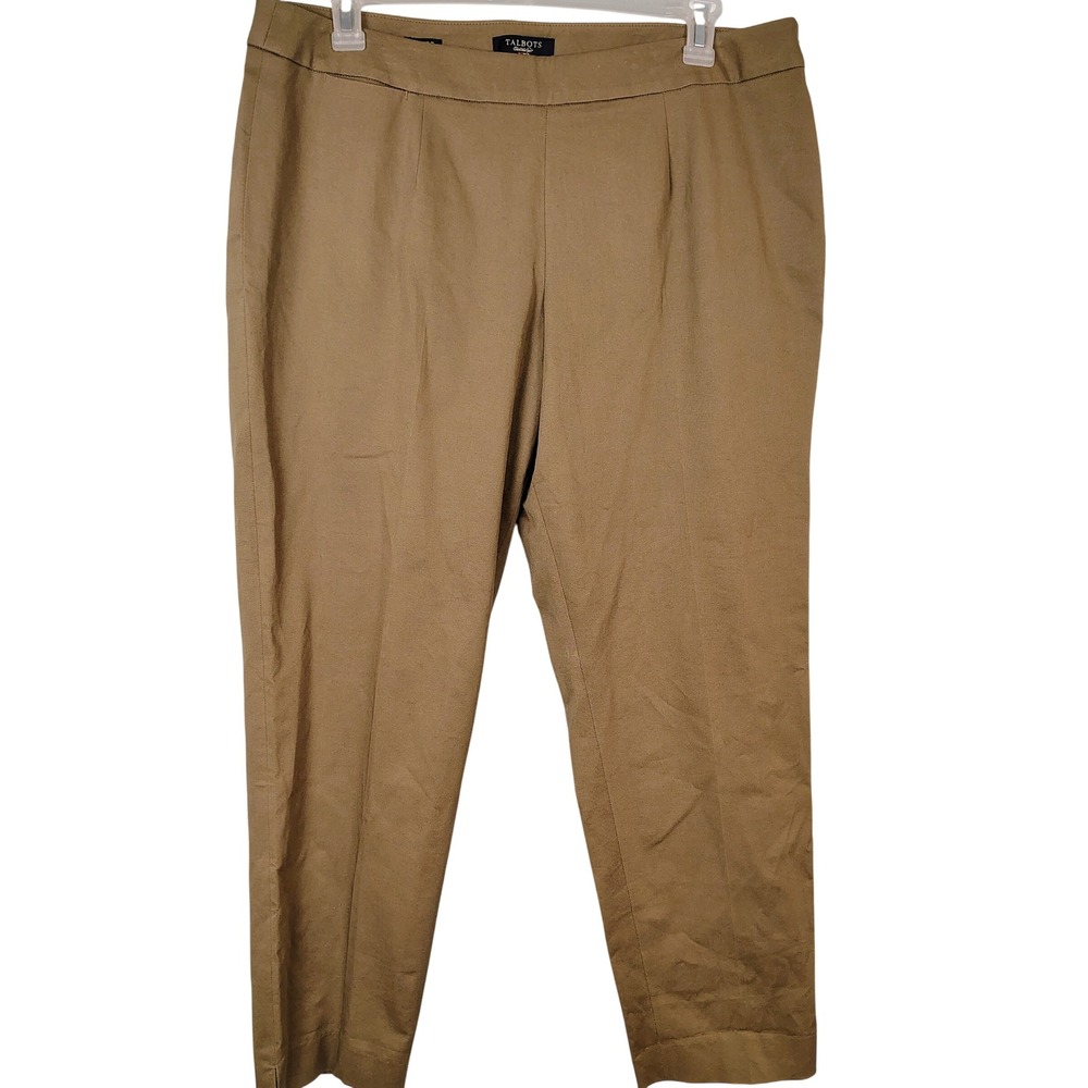Talbots Woman Khaki Tan Classic Side Zip Tapered Pants 16W NWT